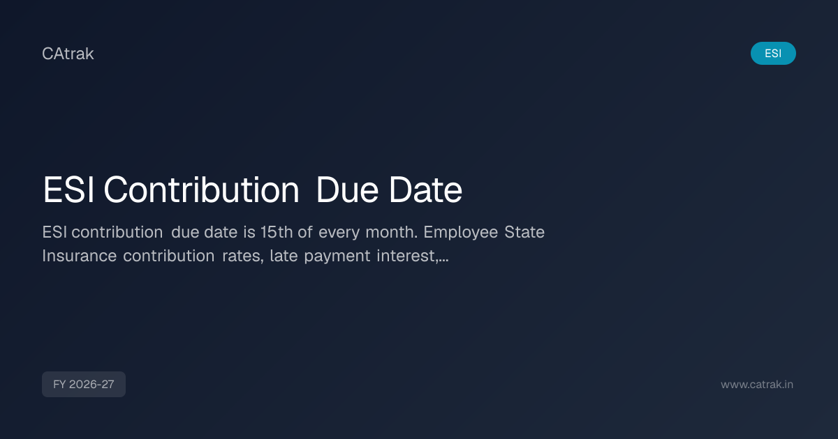 ESI Contribution Due Date 2026-27 — ESIC Monthly Payment Calendar | CAtrak